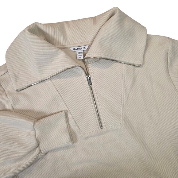 Athleta Tops - Athleta Women's M Ottoman Rib 1/4 Zip Pullover Sweatshirt Cream 769545